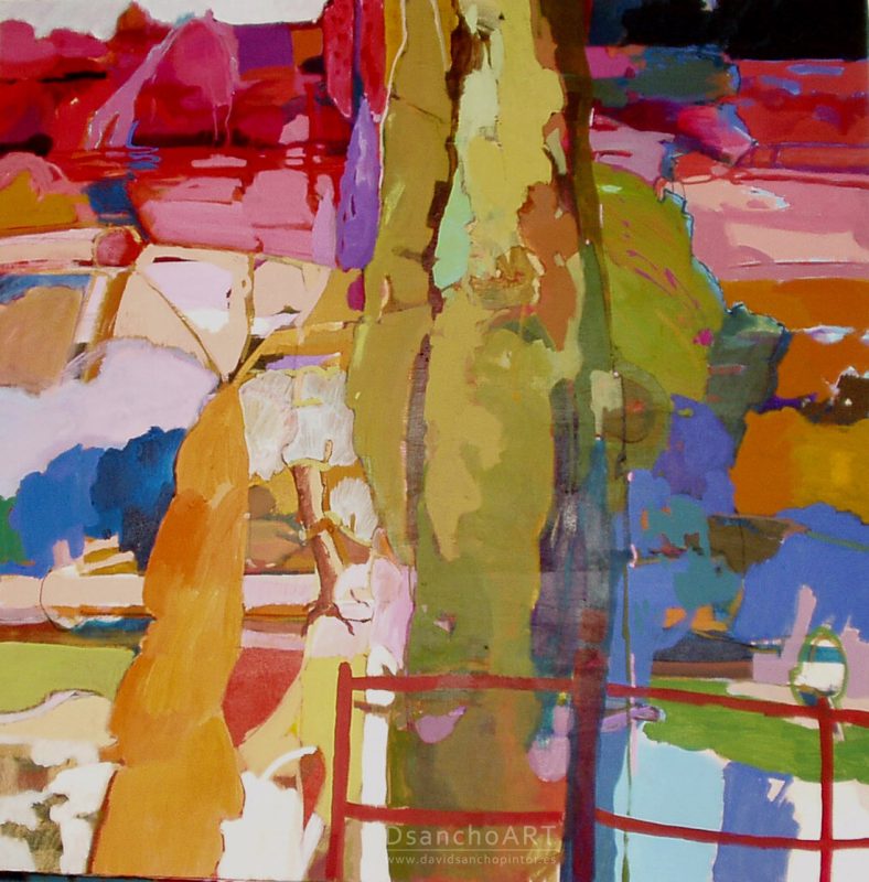 Reunión de cipreses. 100 x 100 ,acrílico lienzo