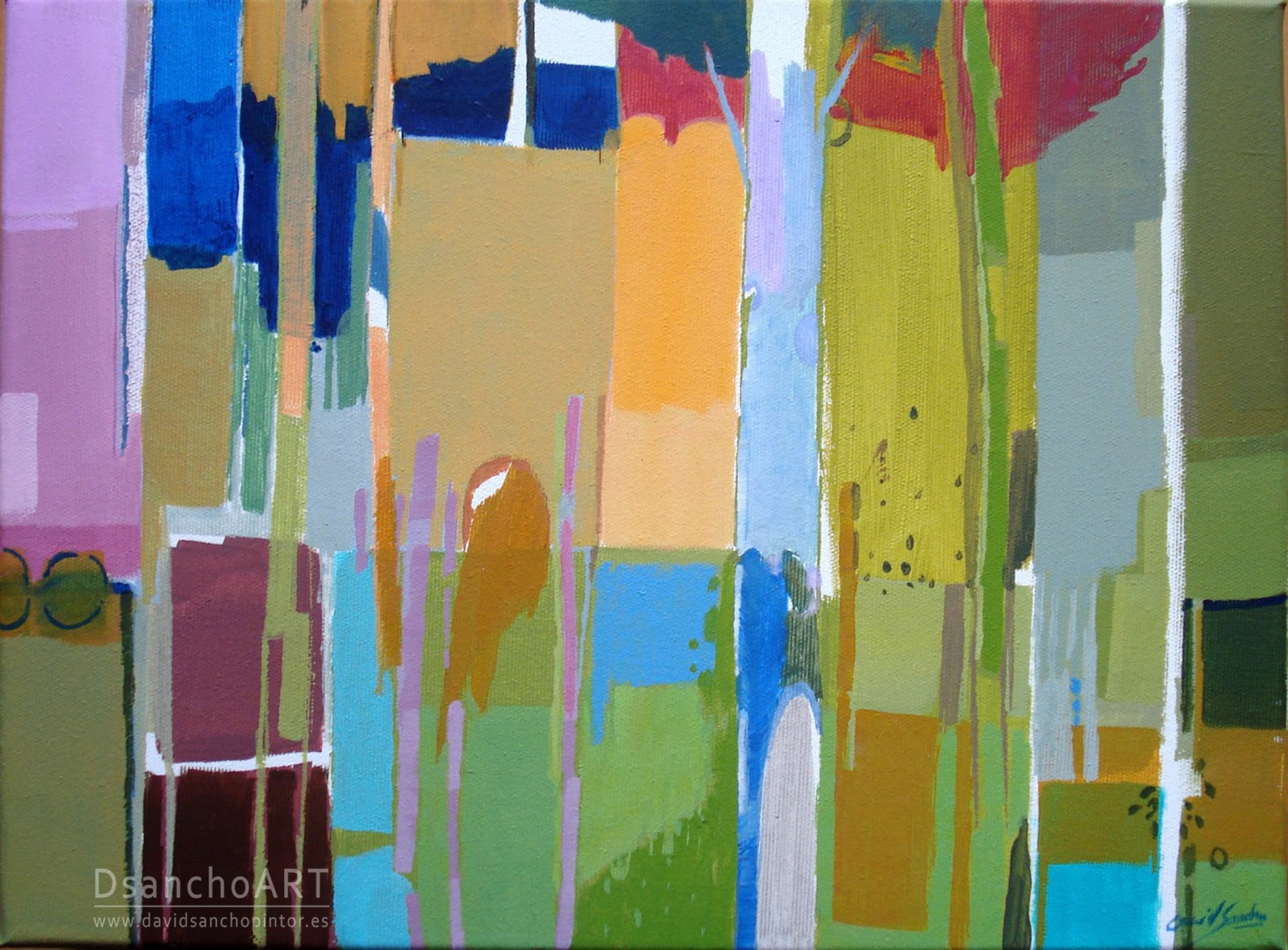 David-Sancho-Paisajes-PAISAJE -CON -TRONCOS -II. 30X 40. ACRILICO SOBRE LIENZO