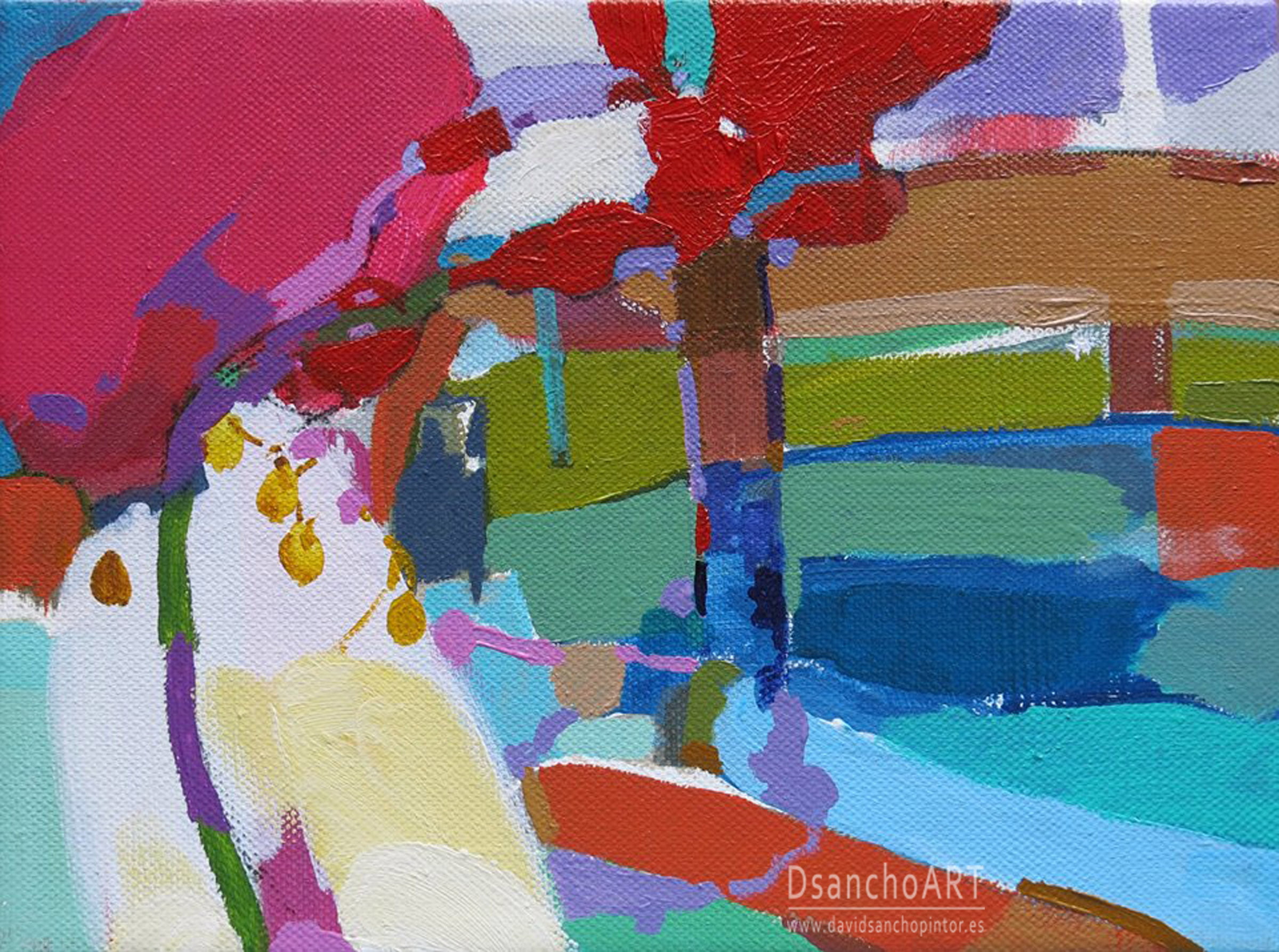 David-Sancho-Paisajes-Paisaje -con rojo y azul- 24 x 18cm-acrilico -lienzo