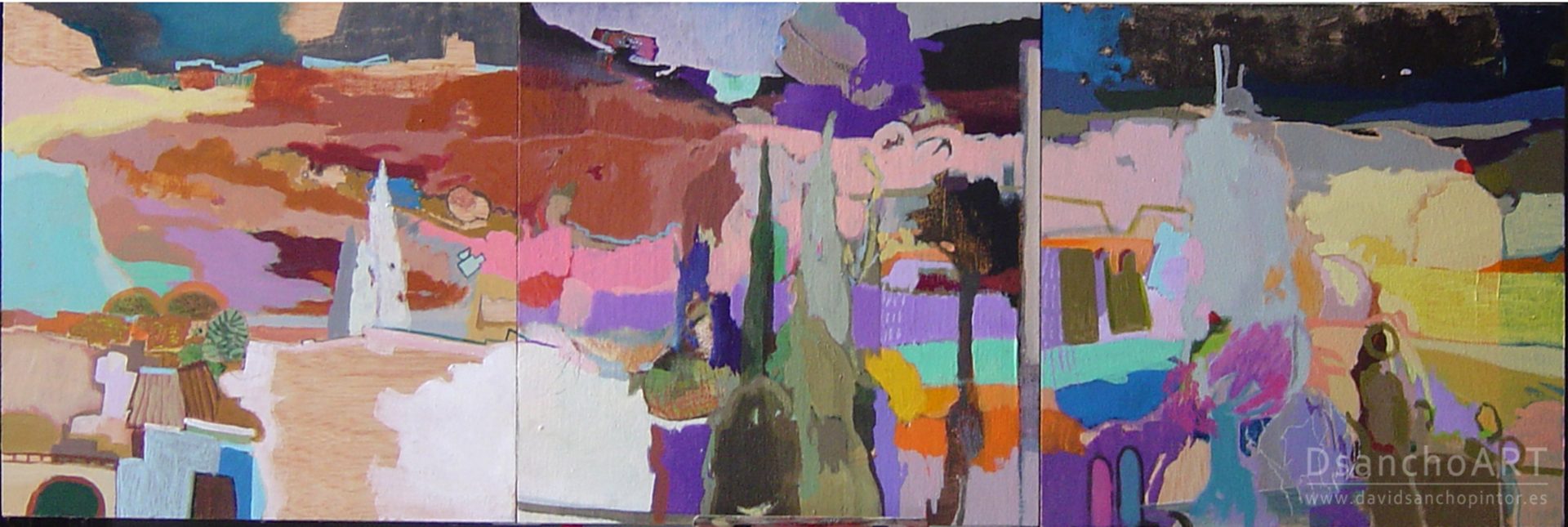 David-Sancho-Paisajes-TRIPTICO- 120X40 cm-acrilico - tabla.