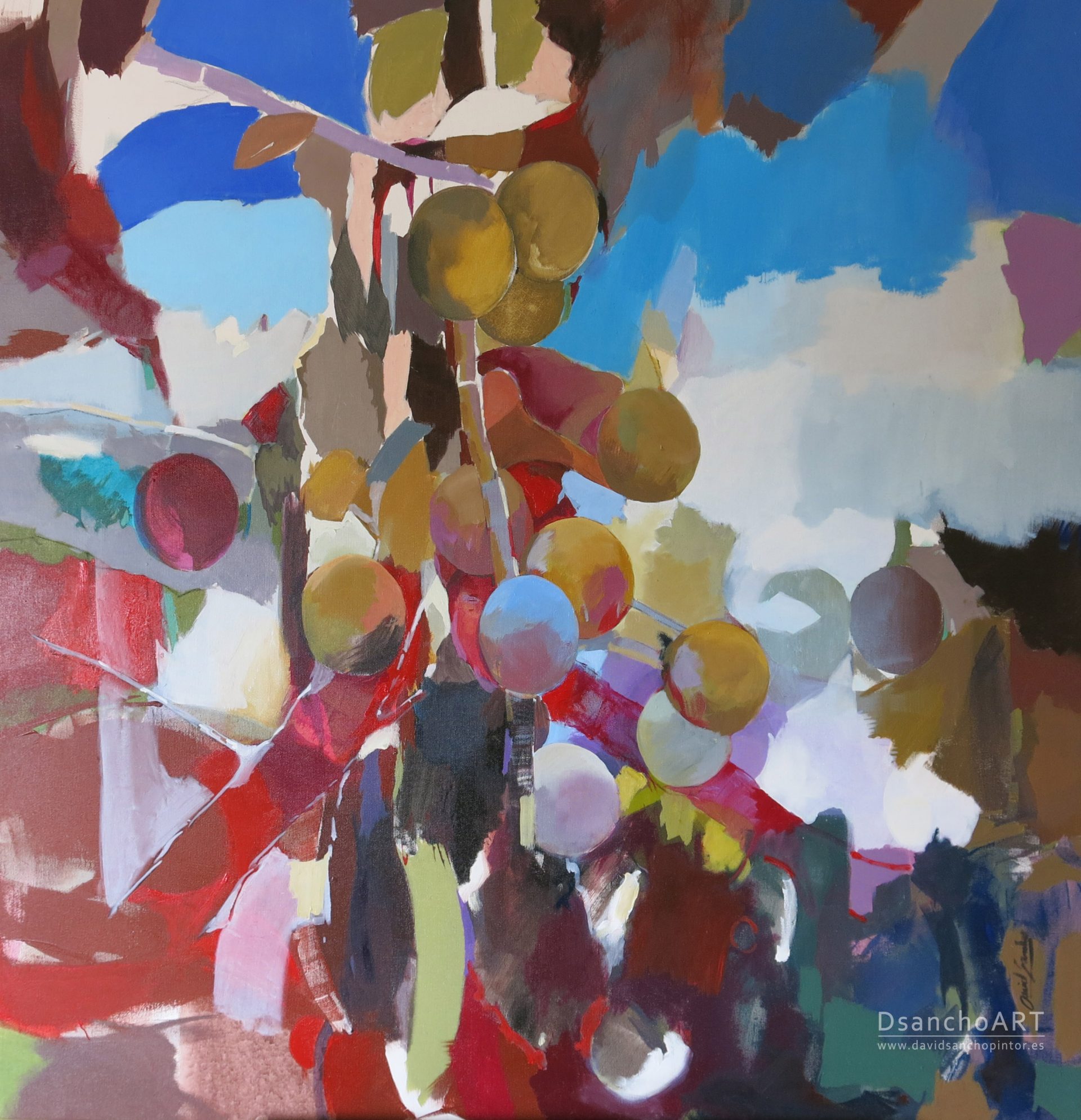 Frutos en Otoño II. 100 x 100 cm, acrilico lienzo