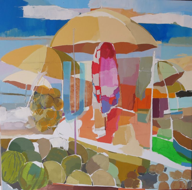VIENTO EN EL PUESTO.100X100 ,acrilico sobre lienzo